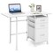 Folding Computer Laptop Desk Wheeled Home Office Furniture W/3 Drawers White
